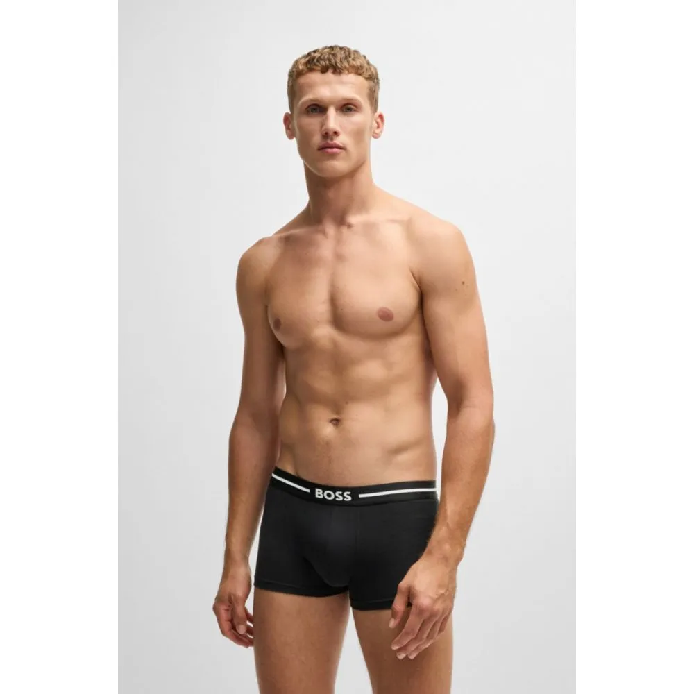 Three-pack of stretch-cotton trunks with logo waistbands