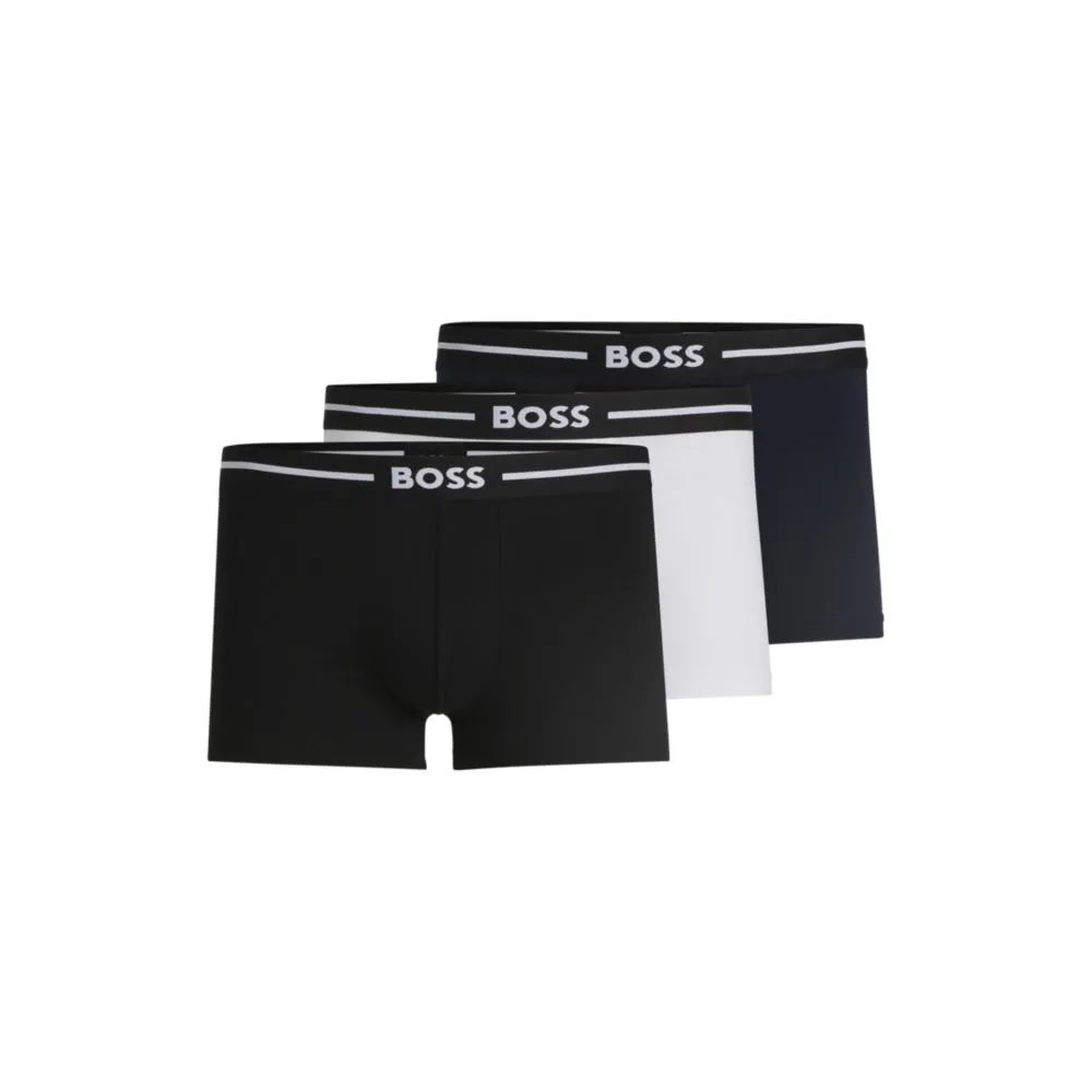 Three-pack of stretch-cotton trunks with logo waistbands