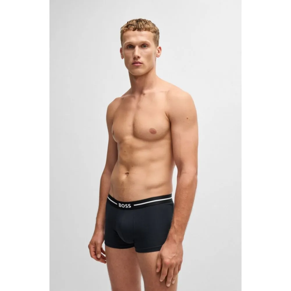 Three-pack of stretch-cotton trunks with logo waistbands