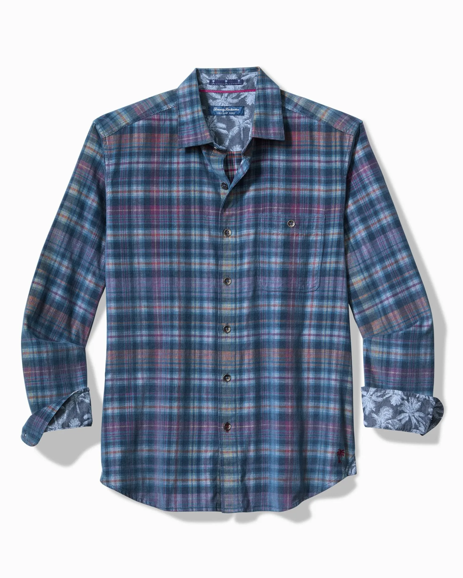 Tommy Bahama Coastline Cord Harbor Check Long Sleeve Camp Shirt