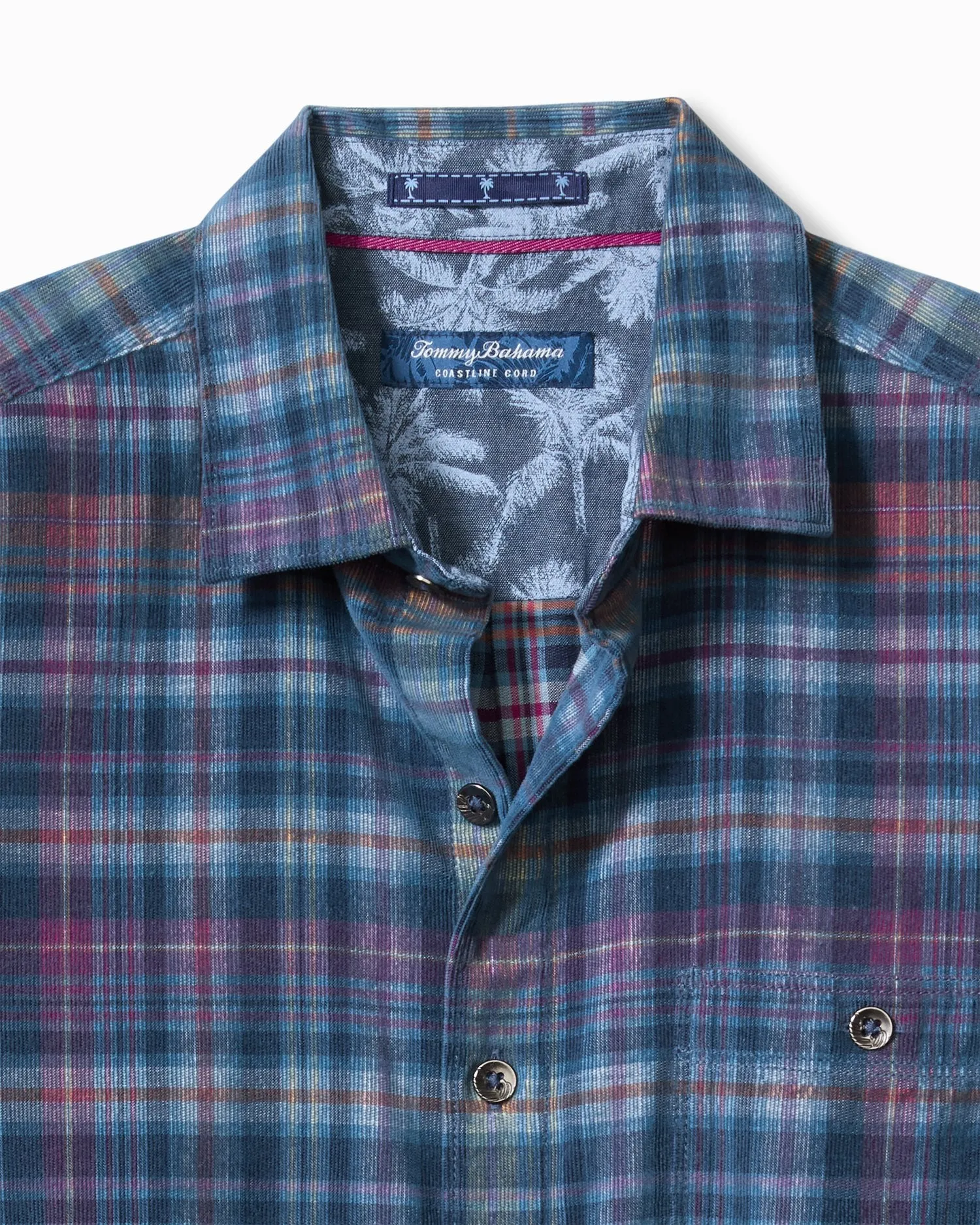 Tommy Bahama Coastline Cord Harbor Check Long Sleeve Camp Shirt