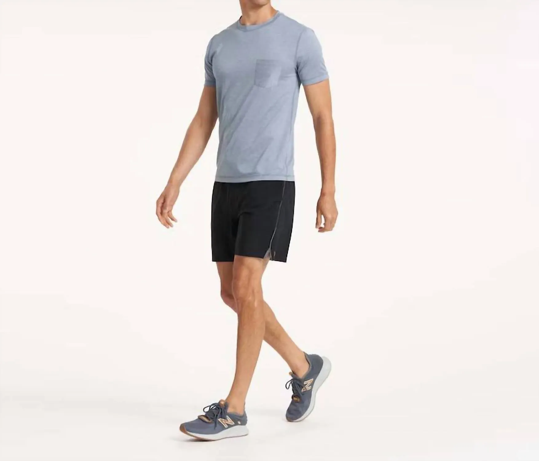 Trail Short In Black Heather Grey Stripe