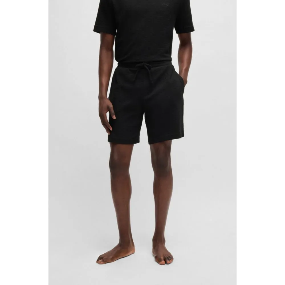 Waffle-structured pajama shorts with embroidered logo
