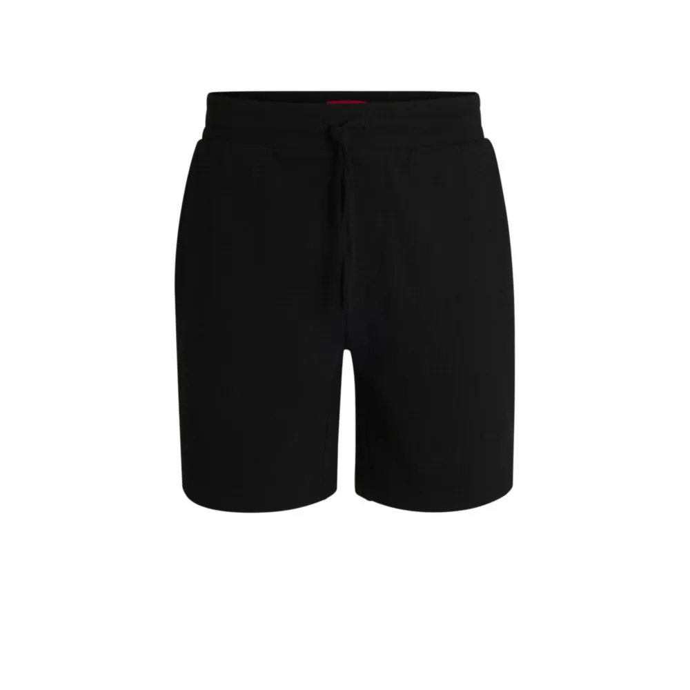 Waffle-structured pajama shorts with embroidered logo