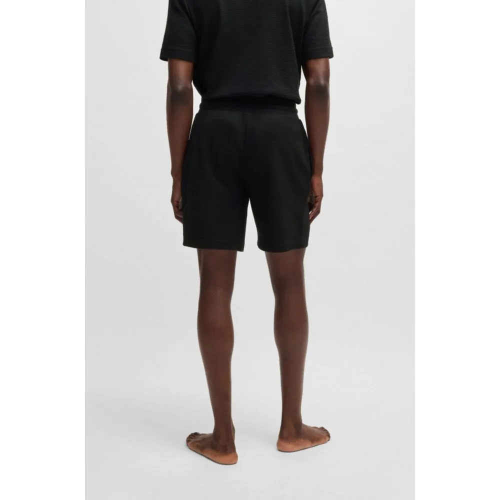 Waffle-structured pajama shorts with embroidered logo