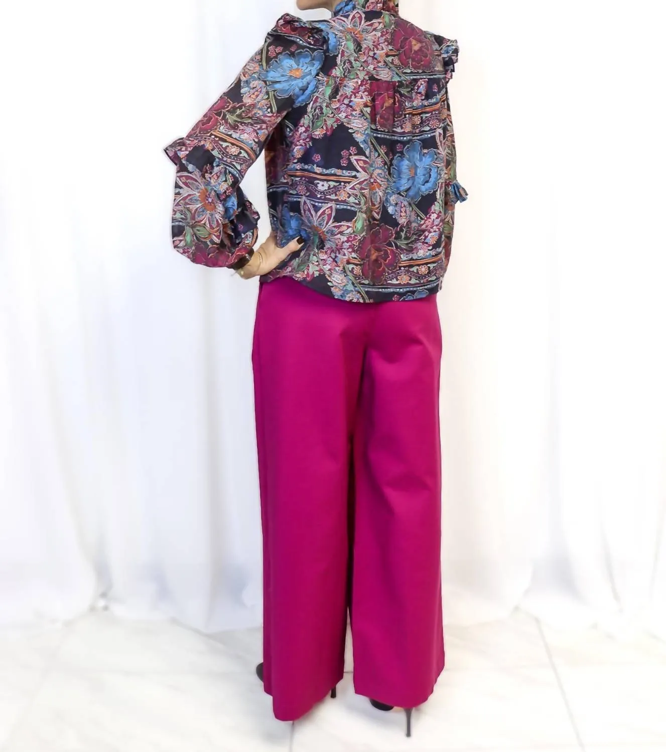 Wide Leg Corset Pants In Magenta