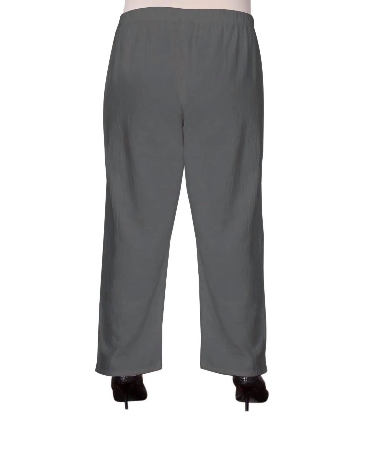 Wide Leg Crinkle Cotton Pants - Plus In Gray