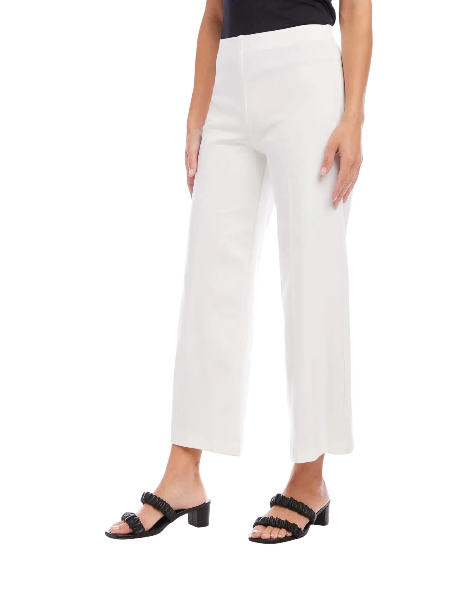 Wide Leg Cropped Pants In Off White