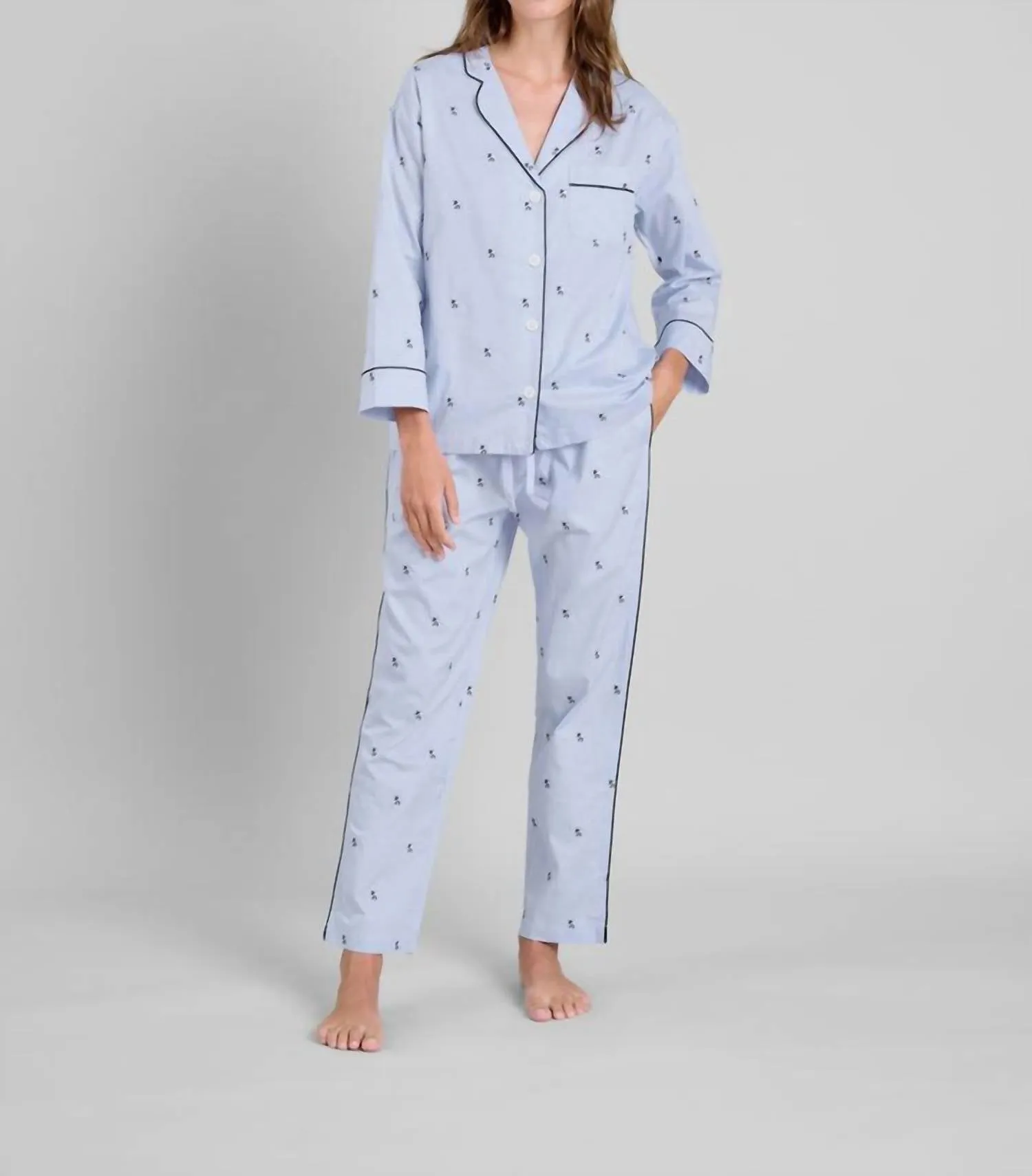 Women's Marina Sheep Pajama Set In Blue/black Sheep