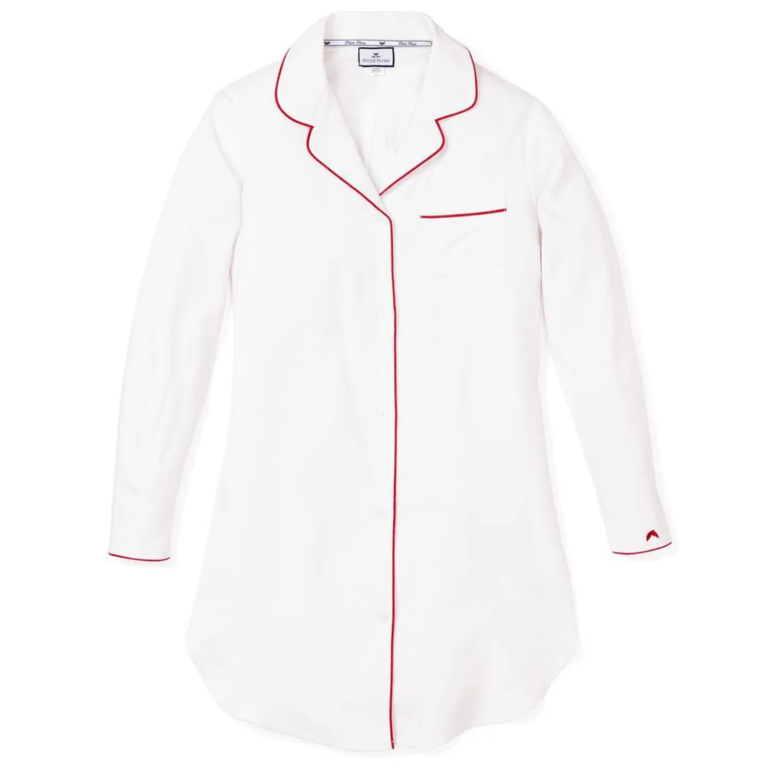 Women's Nightshirt With Red Piping In White