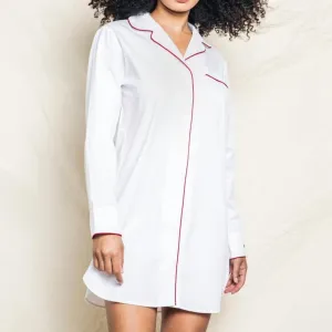 Women's Nightshirt With Red Piping In White