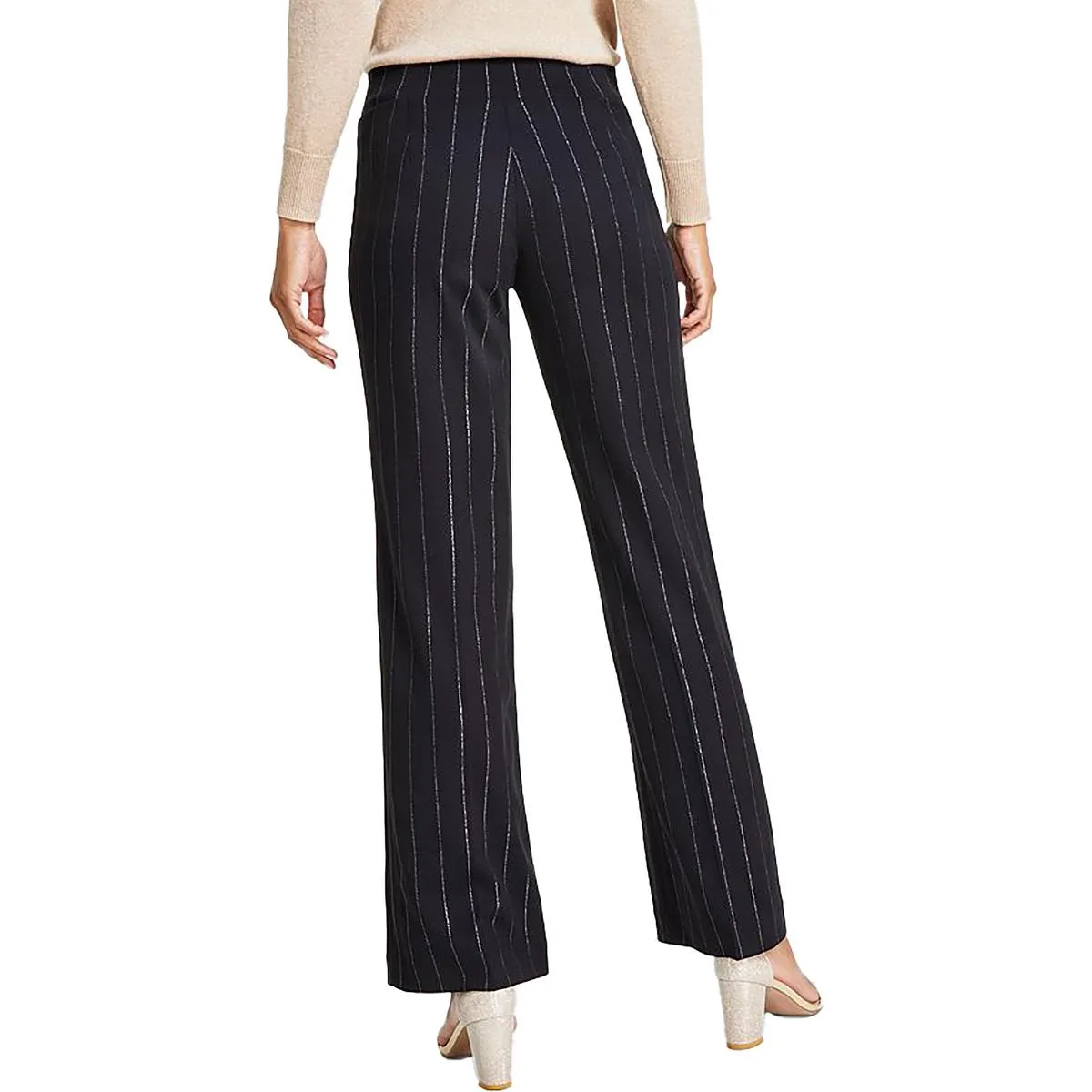 Womens Pinstripe Polyester Dress Pants