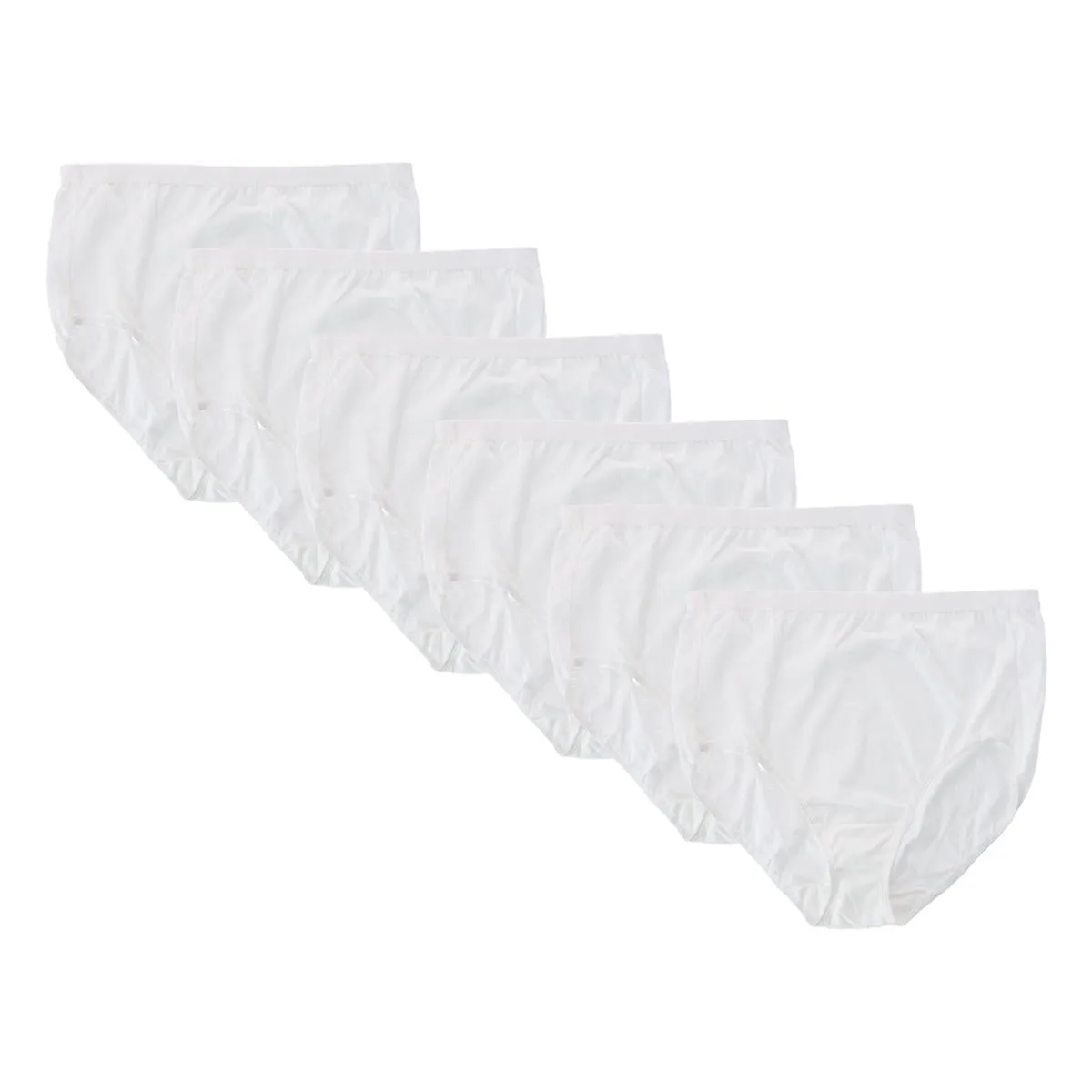 Women's Plus Fit for Me White Cotton Brief Underwear (6 Pack)