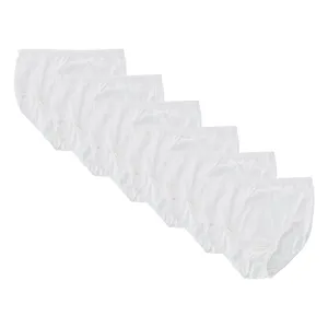 Women's Plus Fit for Me White Cotton Brief Underwear (6 Pack)