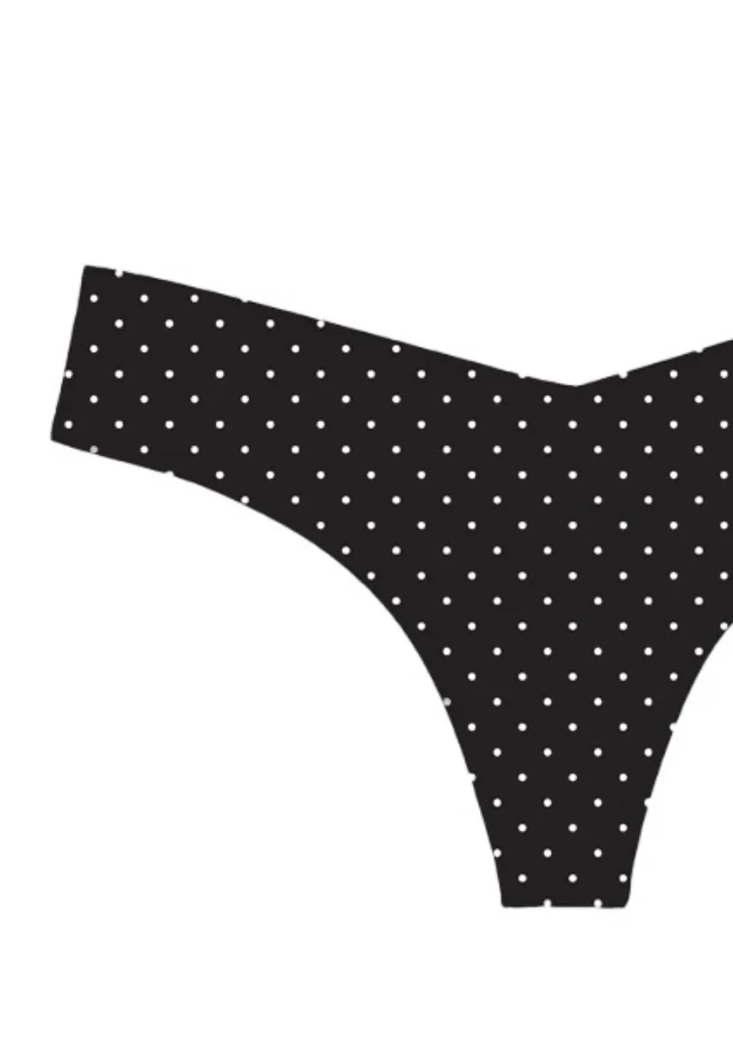 Women's Printed Low Rise Tagless Thong Panty In Black & White Polka Dot