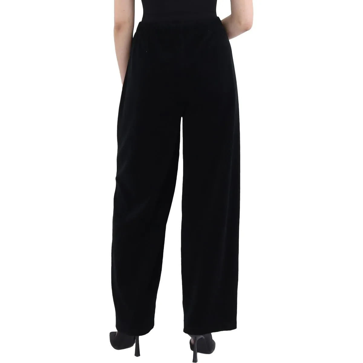Womens Satin Gathered Wide Leg Pants