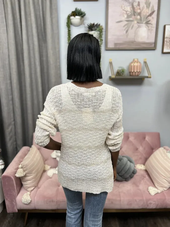 You'll Always Be Women's Open Knit Scoop Neck Hi Lo Sweater