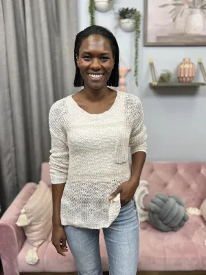 You'll Always Be Women's Open Knit Scoop Neck Hi Lo Sweater
