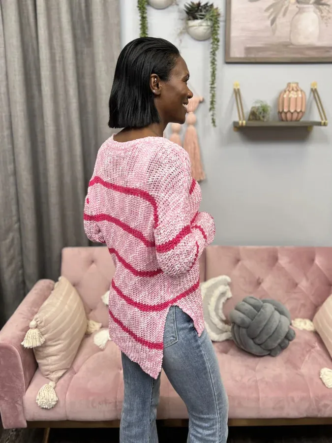 You'll Always Be Women's Open Knit Scoop Neck Hi Lo Sweater
