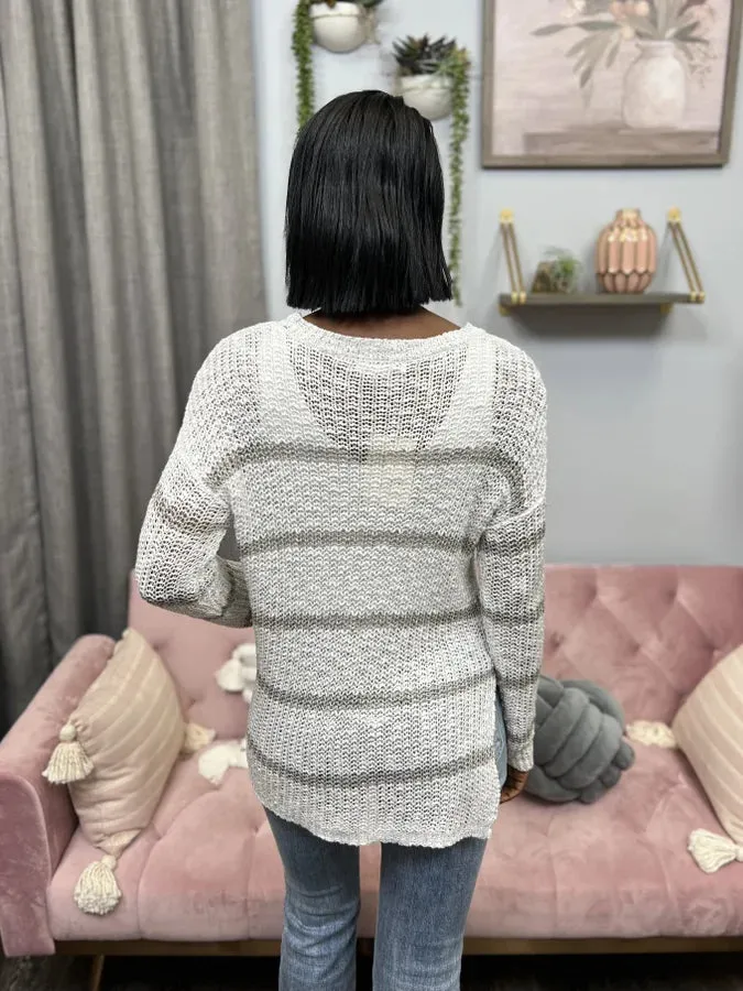 You'll Always Be Women's Open Knit Scoop Neck Hi Lo Sweater